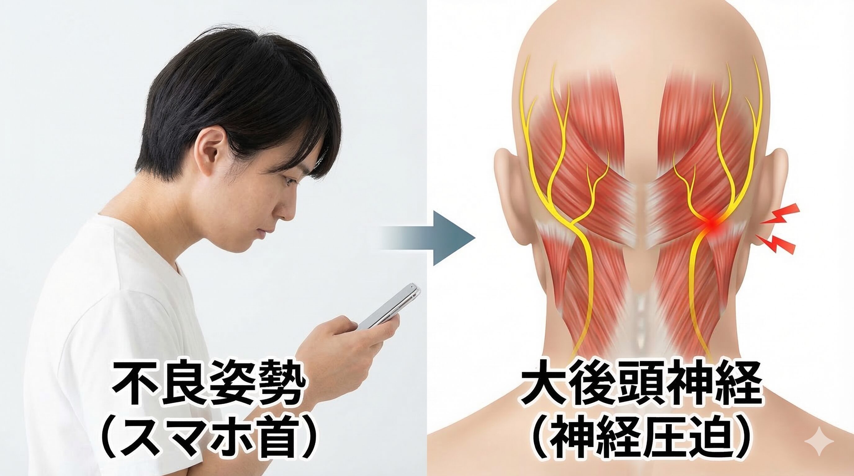 後頭神経痛_原因_大後頭神経_圧迫メカニズム図解